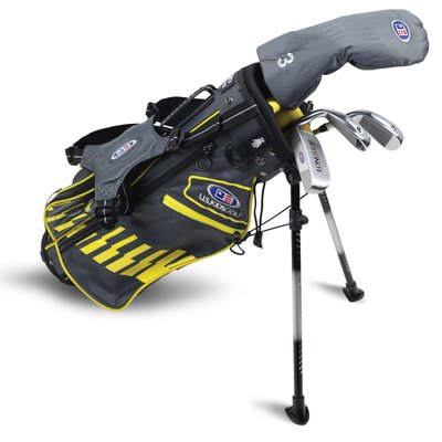 Детский набор клюшек для гольфа, U.S.KIDSGOLF Right Hand, UL42-s 4 Club Stand Set All Graphite Grey/Yellow Bag 130010 фото