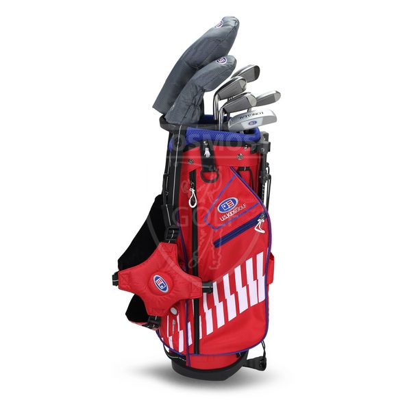 Детский набор клюшек для гольфа, U.S.KIDSGOLF Right Hand, UL48-s 7 Club DV3 Stand Set All Graphite Red/White/Blue Bag 130017 фото