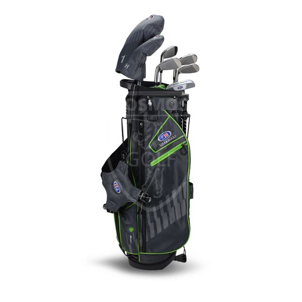 Дитячий набір ключок для гольфу, U.S.KIDSGOLF Right Hand, UL-57s 7 Club DV3 Stand Set All Graphite Grey/Green Bag 130019 фото