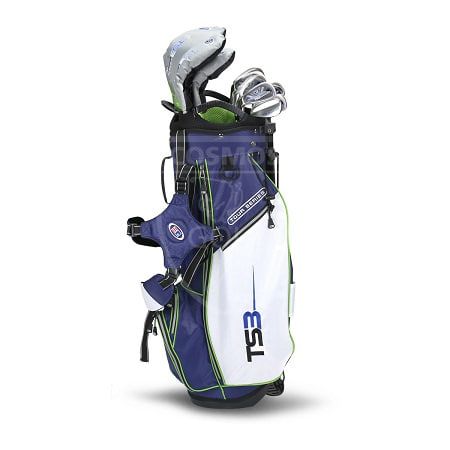 Дитячий набір ключок для гольфу, U.S.KIDSGOLF Right Hand, TS3-57 10 Club Stand Set v10 All METAL Nav/Whi/Lim Bag 130020 фото