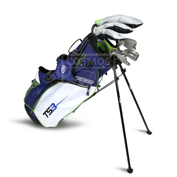 Дитячий набір ключок для гольфу, U.S.KIDSGOLF Right Hand, TS3-57 10 Club Stand Set v10 All METAL Nav/Whi/Lim Bag 130020 фото