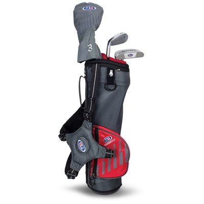 Детский набор клюшек для гольфа, U.S.KIDSGOLF Right Hand, UL39-s 3 Clubs Carry Set All Graphite Grey/Red Bag 130021 фото