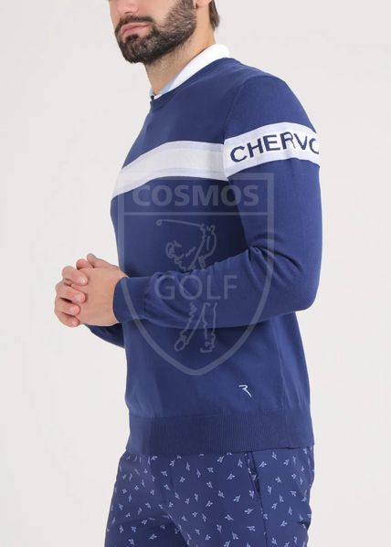 Кофта, Chervo, Men's soft cotton crew-neck sweater, синий 60019 фото