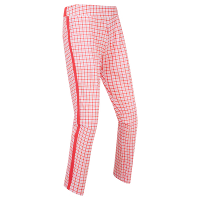 Легкие укороченные брюки, красно розовые в клетку, FJ 100206 фото