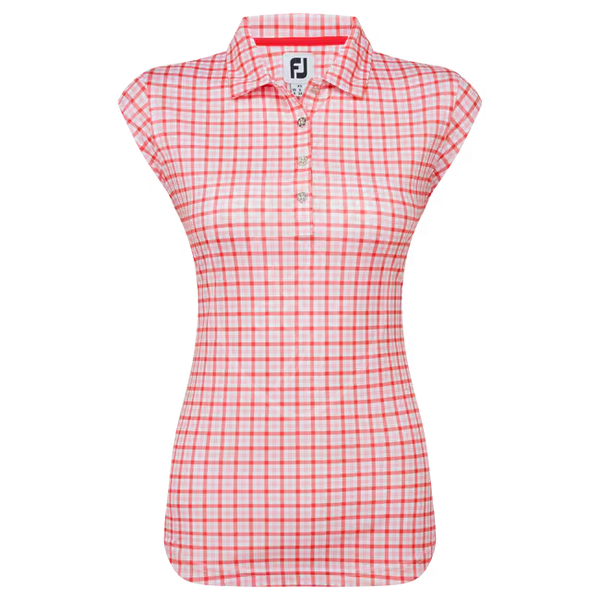 Поло інтерлок з принтом Gingham Print Interlock, без рукавів, рожеве в клітинку, FJ 100026 фото