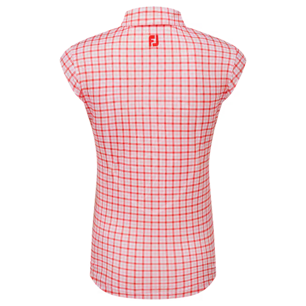 Поло інтерлок з принтом Gingham Print Interlock, без рукавів, рожеве в клітинку, FJ 100026 фото