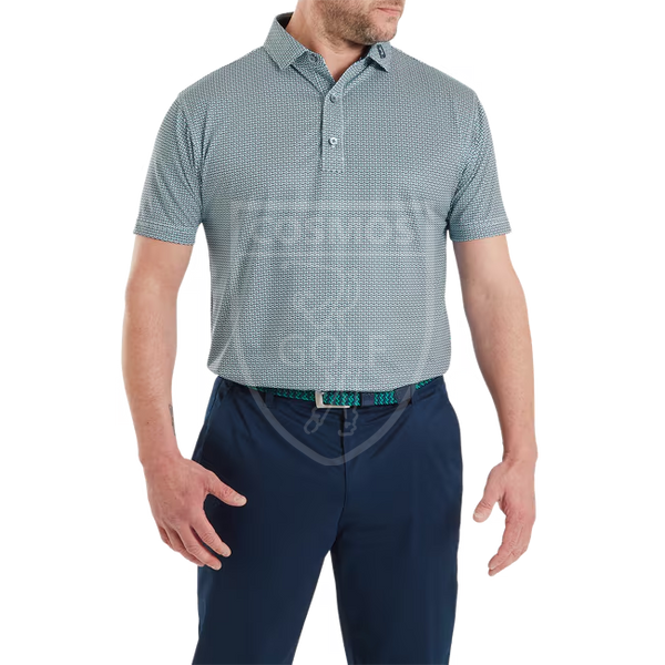 Чоловіче поло FootJoy Nautical Flag Print, шавлієво-зелене з принтом 39263S фото