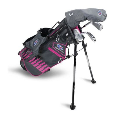 Дитячий набір ключок для гольфу, U.S.KIDSGOLF Right Hand, UL45-s 4 Club Stand Set All Graphite Grey/Pink Bag 130008 фото